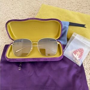 Oversized Square Metal Sunglasses w/ Strawberry Drops